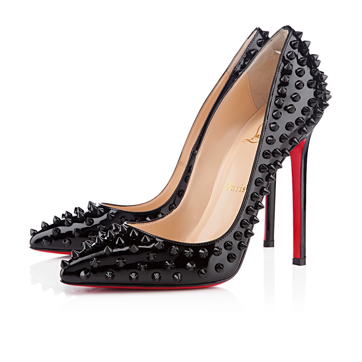 Replica Christian Louboutin Pigalle Spikes 120mm Pumps Black Cheap Fake ...